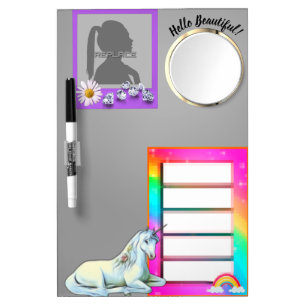 Silver locker memo with photo write on dry erase board with mirror