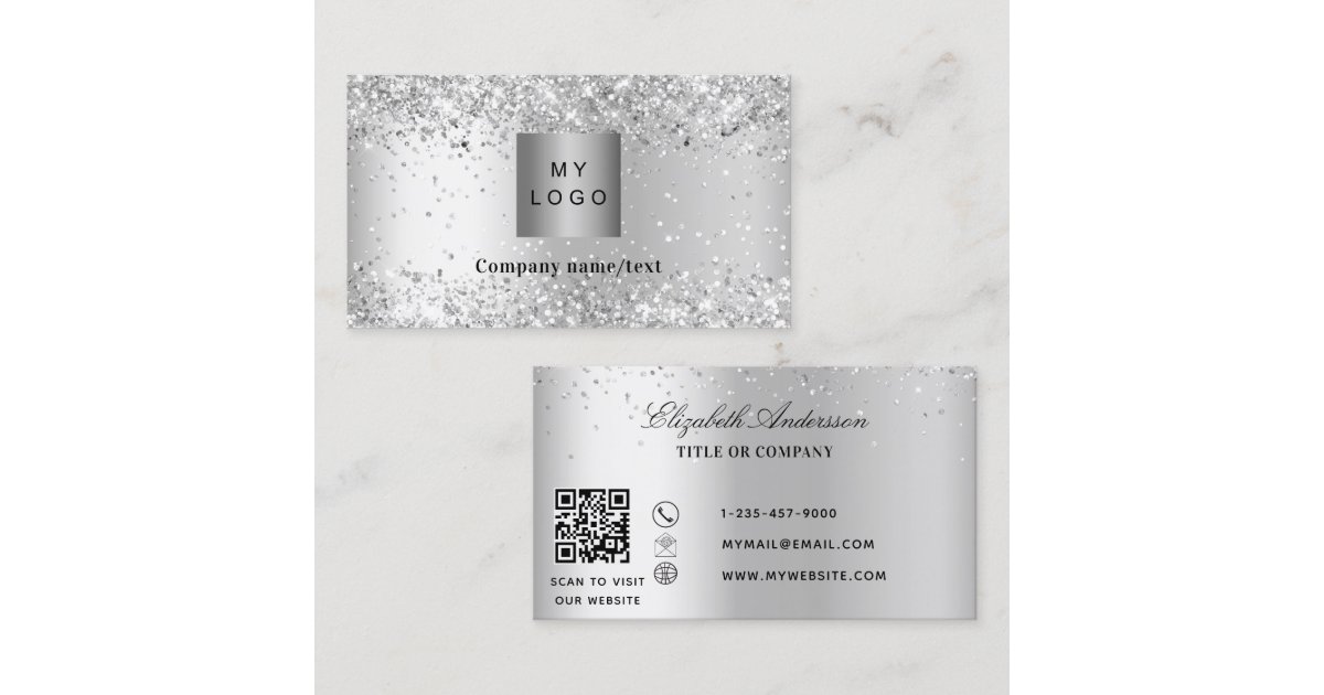 Silver Qr Code Logo Silver logo QR code Business Card | Zazzle
