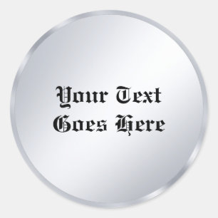 Silver Look Classic Old Style Text Calligraphy Classic Round Sticker