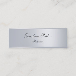 Silver Look Elegant Handwritten Script Template Mini Business Card