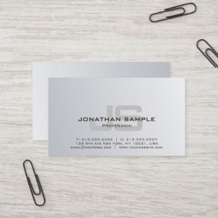 Silver Look Elegant Monogram Design Professional Business Card