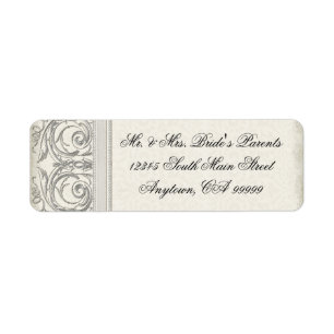 Silver Look Swirl Heart Elegant Mariage Adresse