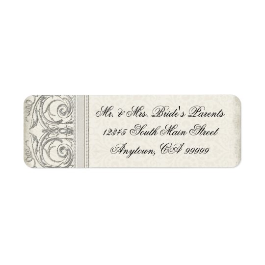 Silver Look Swirl Heart Elegant Wedding Address Return Address Label