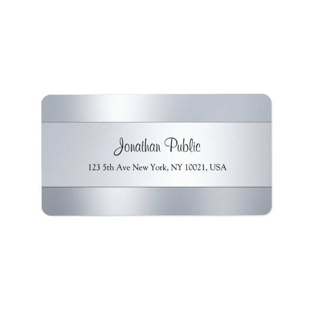 Silver Look Template Modern Hand Script Address Label (Front)