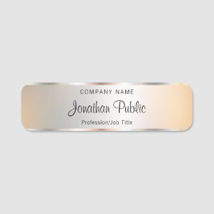 Silver Look Typography Script Custom Template Name Tag