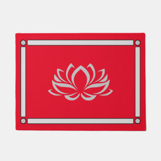Silver Lotus on Cherry Doormat