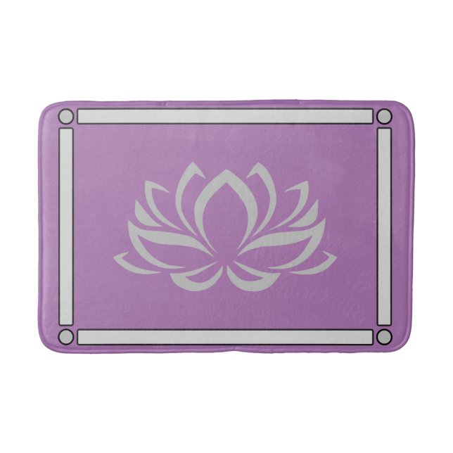 Silver Lotus on Lavender Bath Mat (Front)