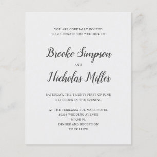 Silver LOW COST Simple Handwritten Minimal Wedding