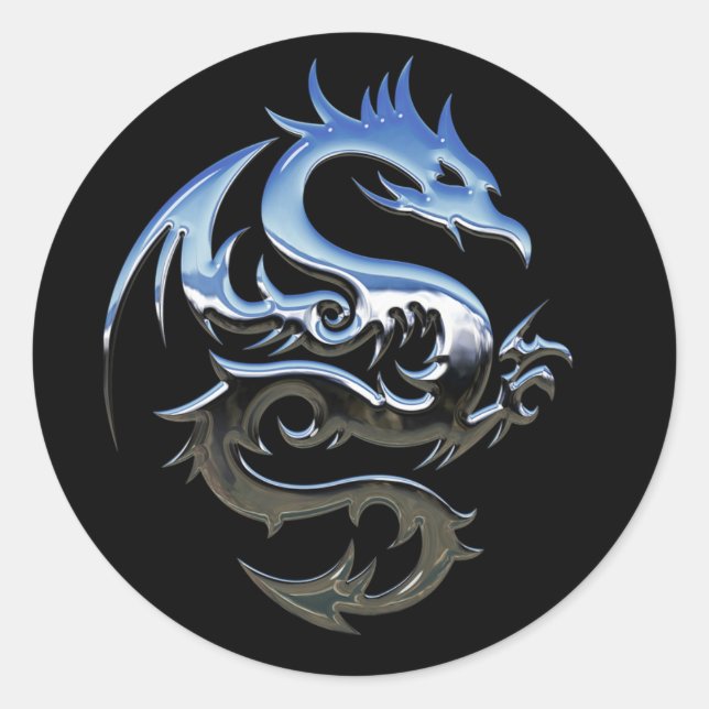 Silver Lucky Dragon Black Stickers (Front)