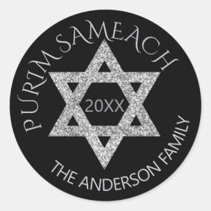 Silver Magen David Custom Purim Any Holiday Classic Round Sticker