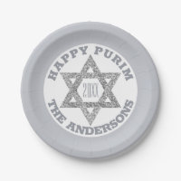 Silver Magen David Star Happy Purim Party