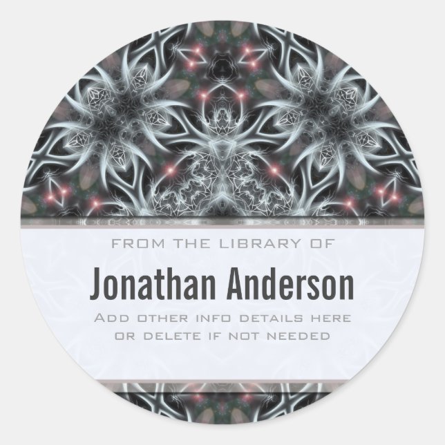 Silver Magic Fractal Bookplate Sticker (Front)