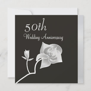 Silver Magnolia 50th Anniversary Invitation