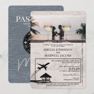 Silver Maldives Passport Wedding Invitation