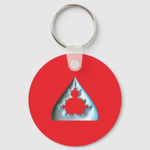 Silver Mandelbrot On Red Background Keychain