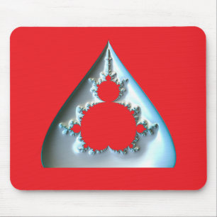 Silver Mandelbrot On Red Background Mouse Pad