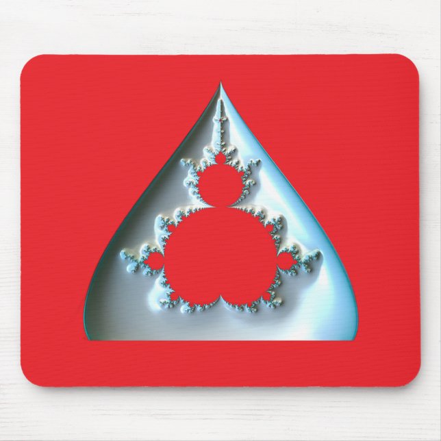 Silver Mandelbrot On Red Background Mouse Pad (Front)