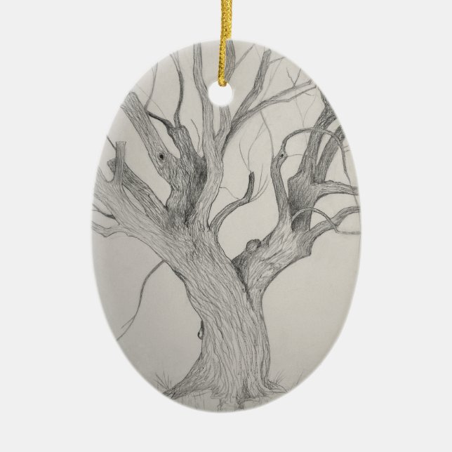 Silver Maple Ceramic Ornament (Front)