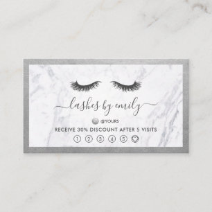 Silver & Marble Eyelash Beauty Specialist Loyalty Business Card