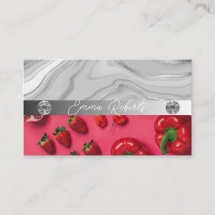 Silver Marble Pink Diamond Coach Business Card