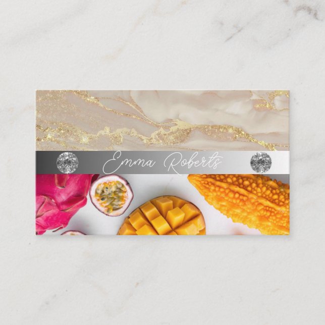 Silver Marble Pink Diamond Coach Business Card (Front)