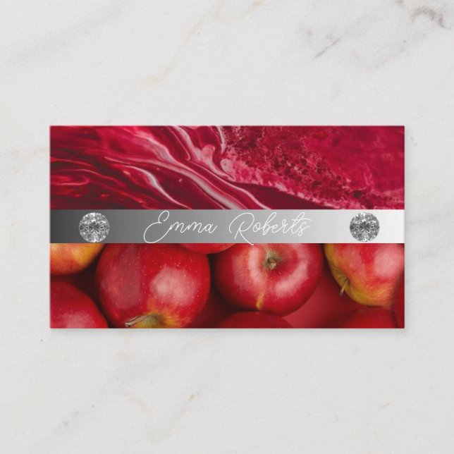 Silver Marble Pink Diamond Coach Business Card (Front)