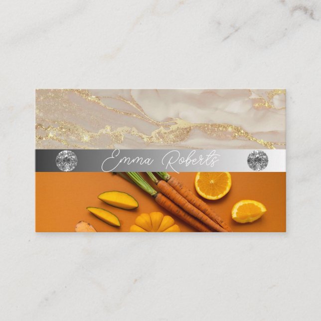Silver Marble Pink Diamond Coach Business Card (Front)