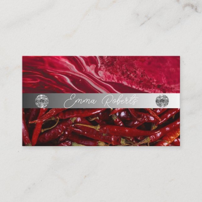 Silver Marble Pink Diamond Coach Business Card (Front)
