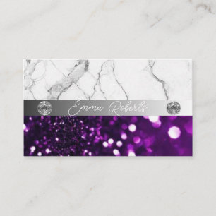 Silver Marble Purple Diamond Coach Business Card