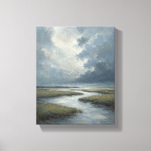 Silver Marsh Before Rain Coastal Landscape Canvas Print