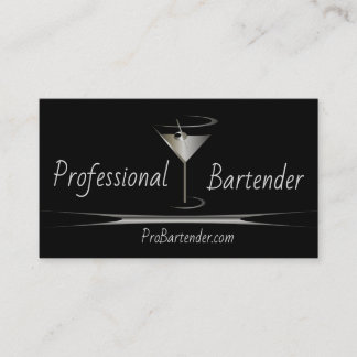 Silver Martini Bartender business cards