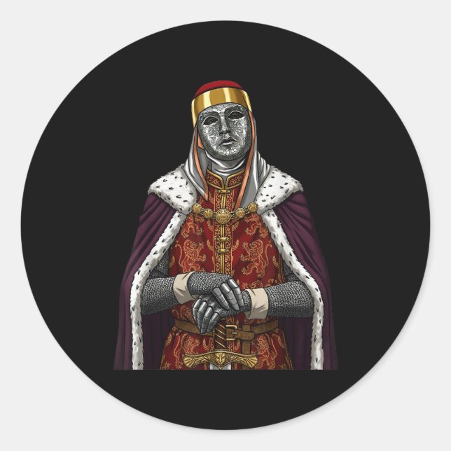 Silver Mask King Baldwin Iv Golden Mask Medieval A Classic Round Sticker (Front)