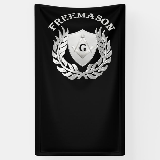 Silver masonry symbol banner (Vertical)
