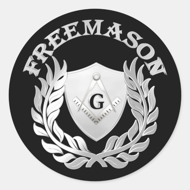 Silver masonry symbol classic round sticker (Front)