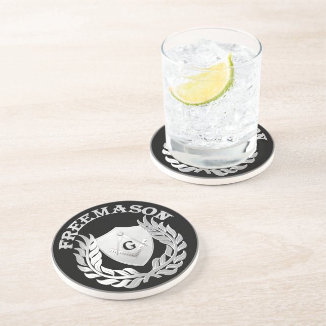 Silver masonry symbol coaster (Side)