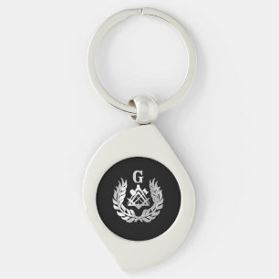 Silver masonry symbol keychain