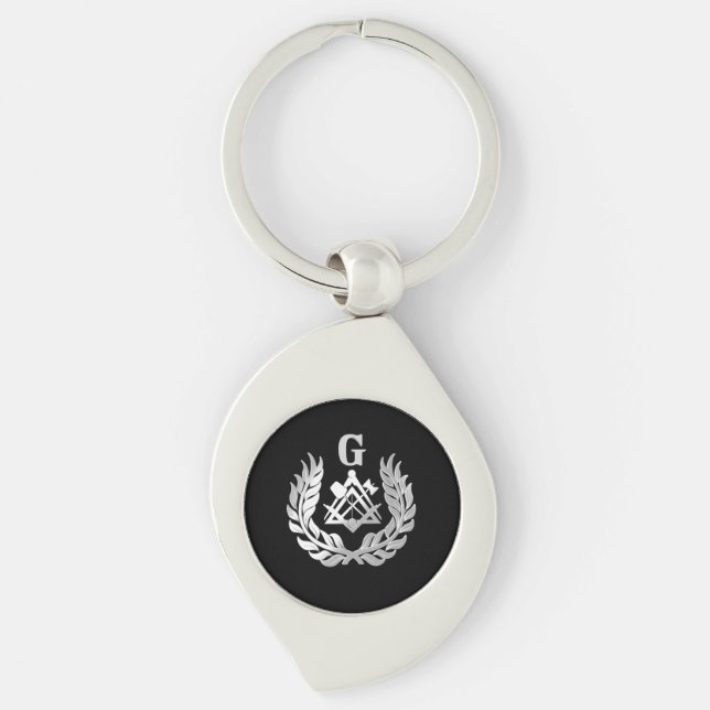 Silver masonry symbol keychain (Front)