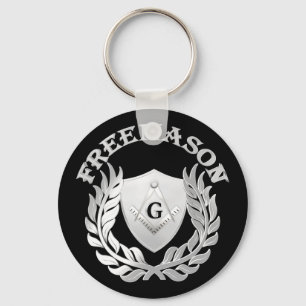 Silver masonry symbol keychain
