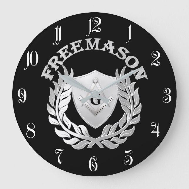 Silver masonry symbol large clock (Front)