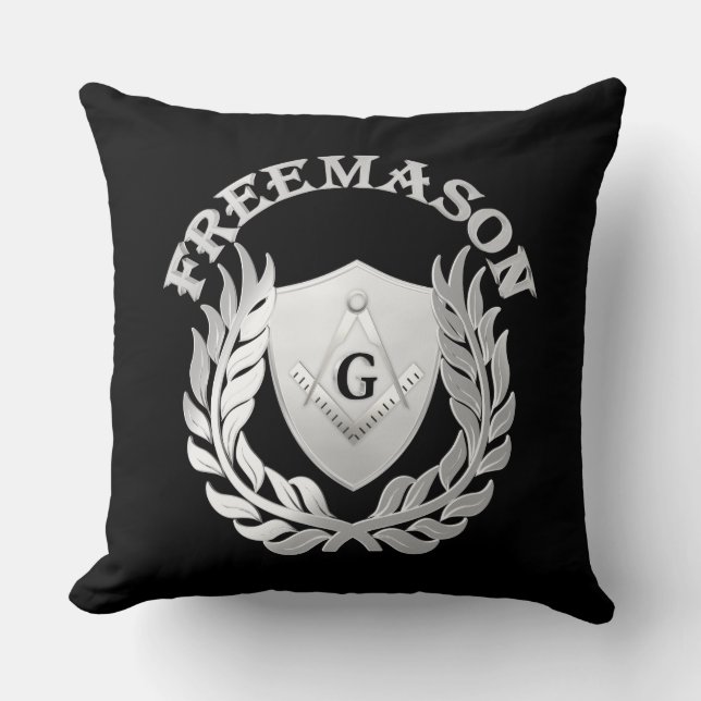 Silver masonry symbol throw pillow (Front)