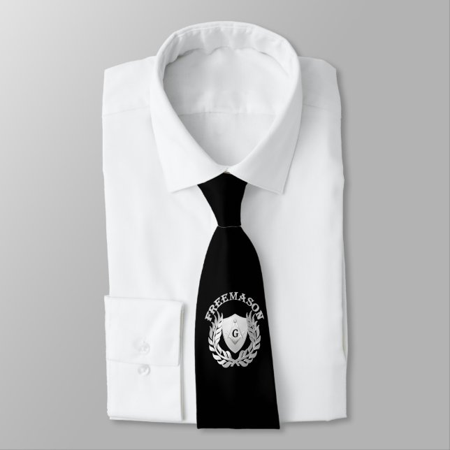Silver masonry symbol tie (Tied)