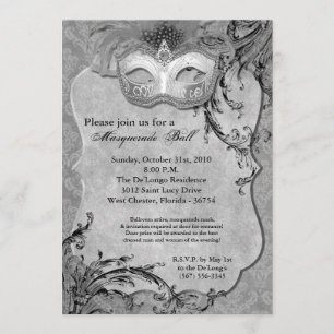 Silver Masquerade Ball Mask Costume Halloween Part Invitation