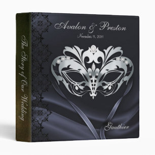 Silver Masquerade Black Jewelled Wedding Binder