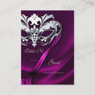Silver Masquerade Pink Jewelled Table PlaceCard
