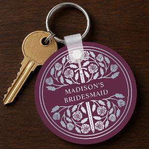 Silver Mauve Sword Bridesmaid Royal Wedding Gift Keychain