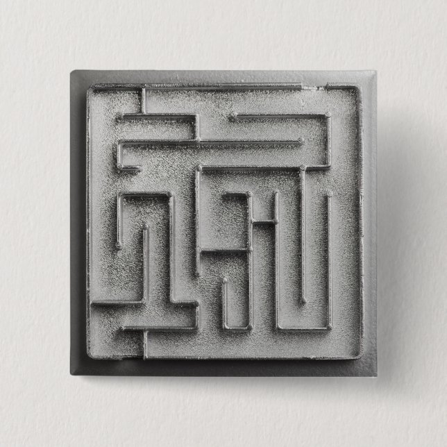 Silver maze 2 inch square button (Front)