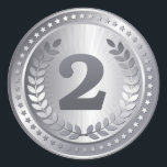 Silver medal 2nd place winner sticker<br><div class="desc">Elegant champion 2nd place winner / runner up silver medal sticker / 2nd Place Award design that makes an awesome award for excellence or achievement.</div>