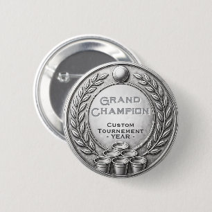 Silver Medal Beer Pong Tournament Championship 2 Inch Round Button