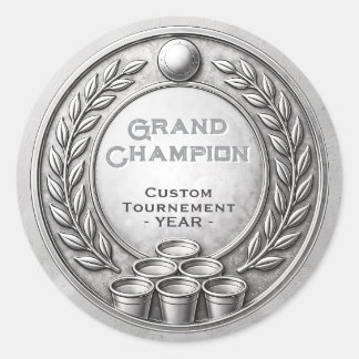Silver Medal Beer Pong Tournament Championship Classic Round Sticker