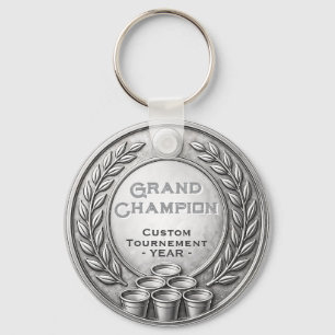 Silver Medal Beer Pong Tournament Championship Keychain